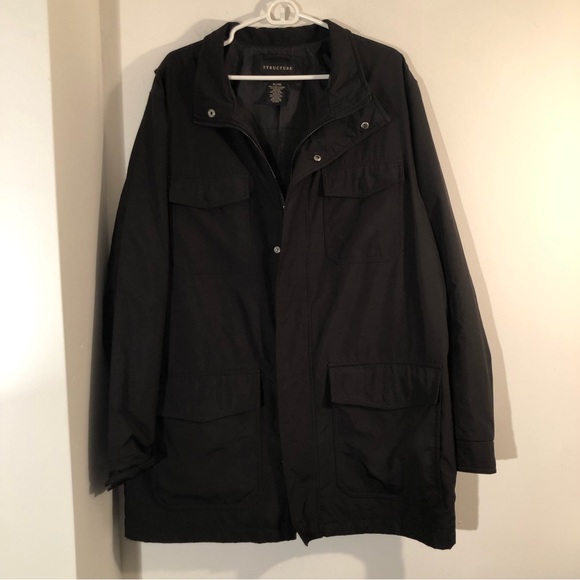 Structure Mens Utility / Field Jacket Size XL Black Full Zip Inside Drawstring - Picture 1 of 14